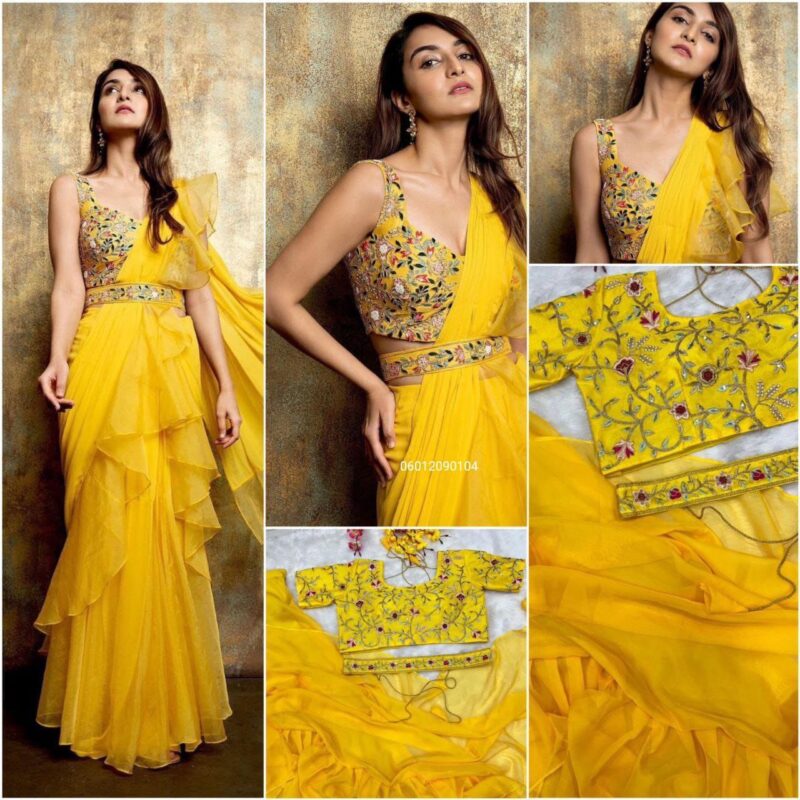 Gorgeous Designer Lehenga Saree with Organza Ruffle Dupatta - Party Wear & Bridal Collection