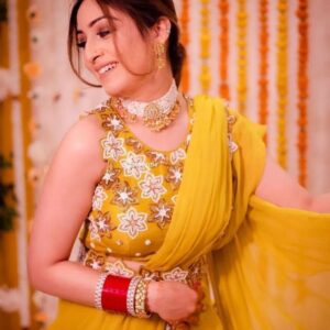 Haldi Special Partywear Layered Ruffle Lehenga Saree with Embroidered Dupatta
