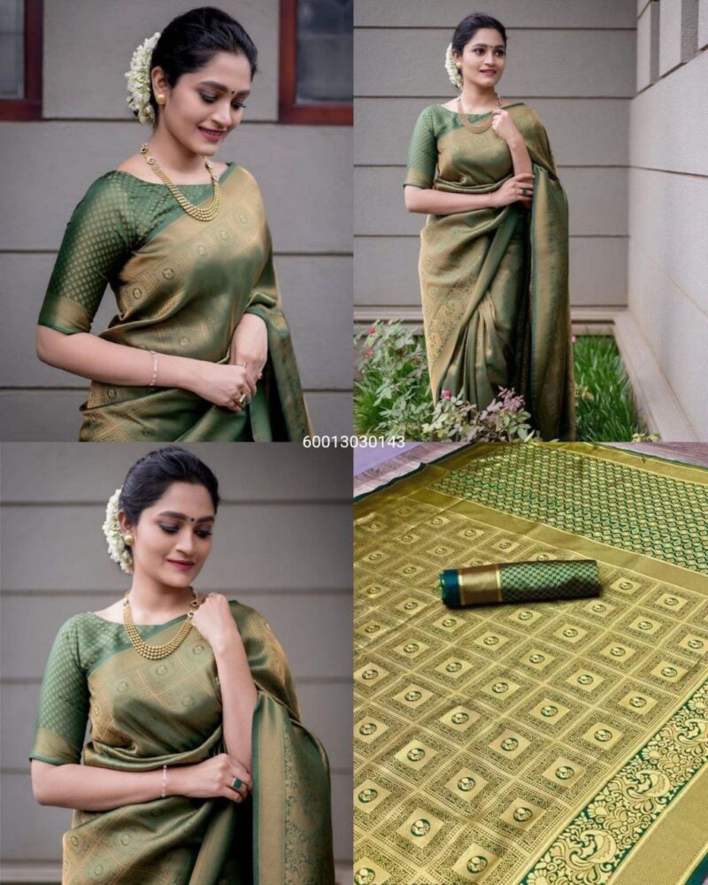 Banarasi Soft Lichi Silk Saree with Rich Pallu & Jacquard Work