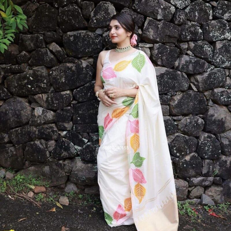 Banarasi Soft Silk Saree with Zari Work & Jacquard Weaving Border