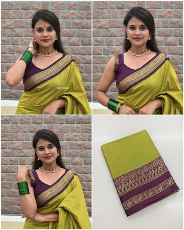 Elegant Soft Lichi Silk Saree with Jacquard Design & Rich Pallu