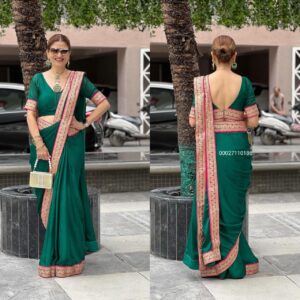 Trendy Ready-to-Wear Pocket Saree with Embroidery Border