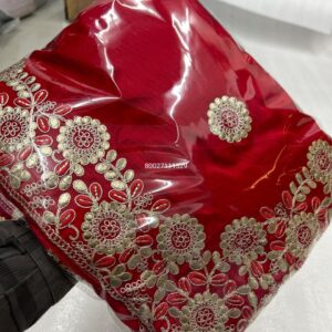 Pure Satin Chiffon Saree with Golden Gota Patti Work