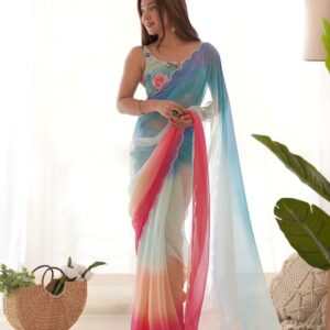NEW! Dual-Shaded Georgette Saree for Everyday Elegance