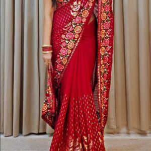 Elegant Georgette Saree with Sequins & Embroidery Work – A Must-Have for Your Wardrobe