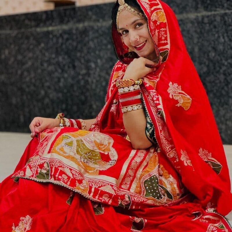 Premium HandWork Original Dola Silk Saree with Elegant Zari & Stone Work (RED)