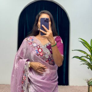 Festive Season Launch: Celebrity-Inspired Embroidered Organza Silk Saree