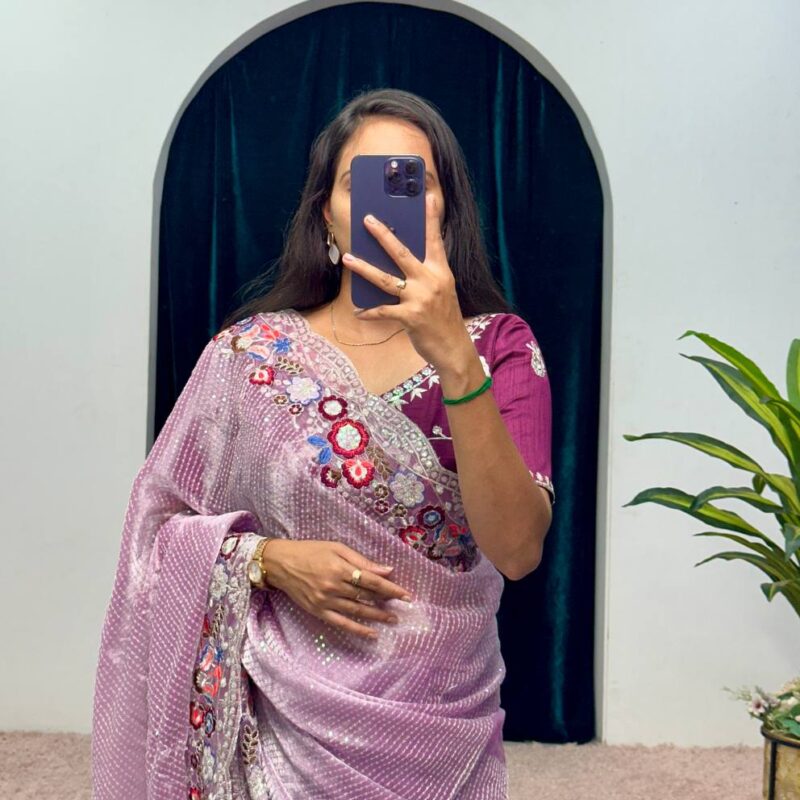 Festive Season Launch: Celebrity-Inspired Embroidered Organza Silk Saree