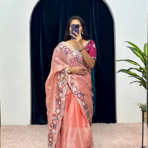 Festive Season Launch: Celebrity-Inspired Embroidered Organza Silk Saree