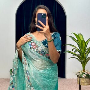 Festive Season Launch: Celebrity-Inspired Embroidered Organza Silk Saree