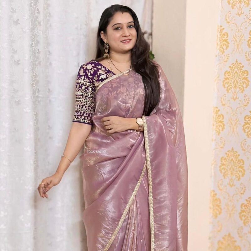 Heavy Pure Tissue Crush Silk Saree with Stitched Designer Blouse ✨