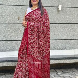 Superb Quality Pure Gajji Silk Bandhej Saree with Elegant Border ✨