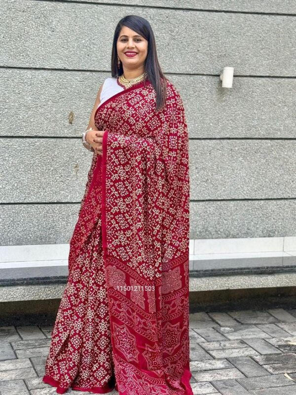 Superb Quality Pure Gajji Silk Bandhej Saree with Elegant Border ✨
