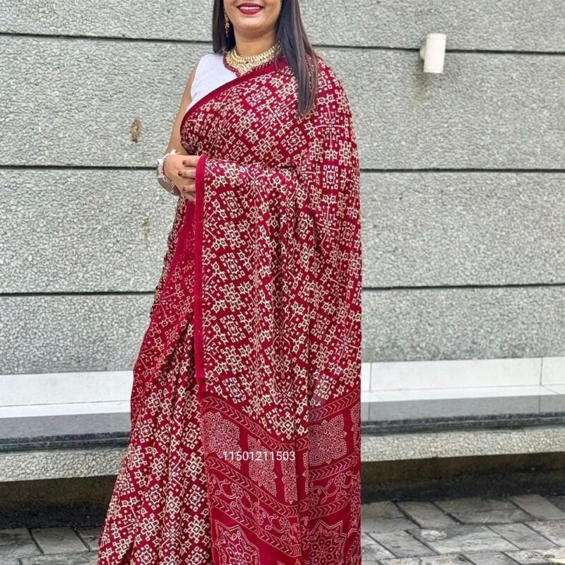 Superb Quality Pure Gajji Silk Bandhej Saree with Elegant Border ✨