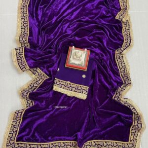 Luxurious Velvet Party Wear Saree with Stunning Embroidery ✨