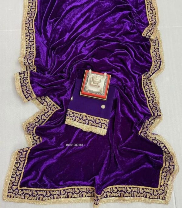 Luxurious Velvet Party Wear Saree with Stunning Embroidery ✨