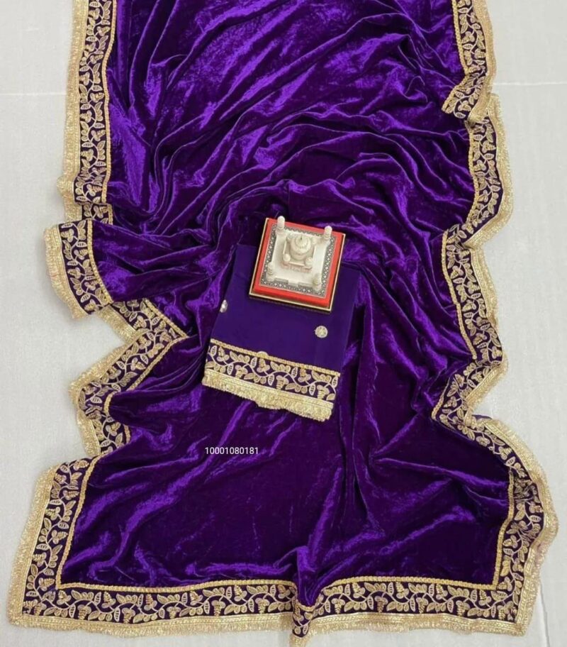 Luxurious Velvet Party Wear Saree with Stunning Embroidery ✨