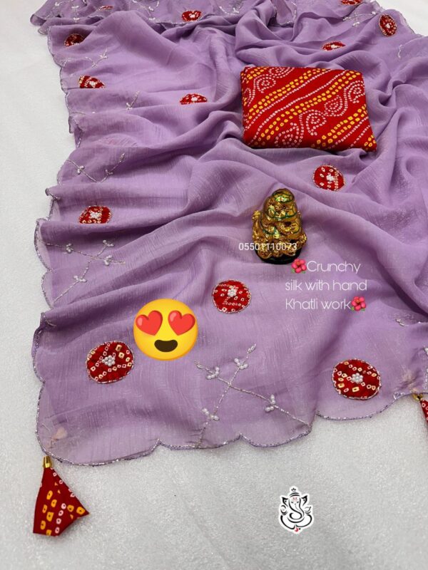 ✨ New Launch – Trending Crunchy Silk Saree with Handwork ✨