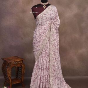 Rich Look Chinon Silk Saree with Silver Zari & Sequence Work (PURPLE)
