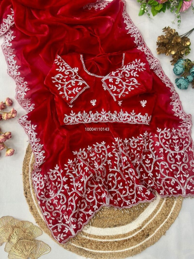 ✨ Gorgeous Jimmy Choo Silk Saree with Multi-Thread Embroidery