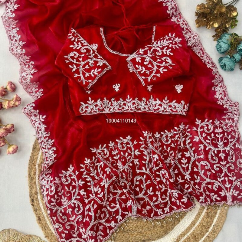 ✨ Gorgeous Jimmy Choo Silk Saree with Multi-Thread Embroidery