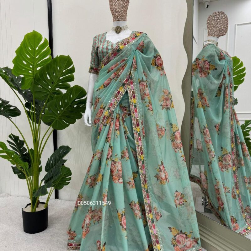 Exclusive Tibby Silk Designer Saree with Elegant Thread & Sequence Work