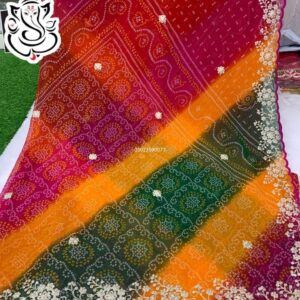 🌈 Exclusive Pachrangi Bandhej Saree